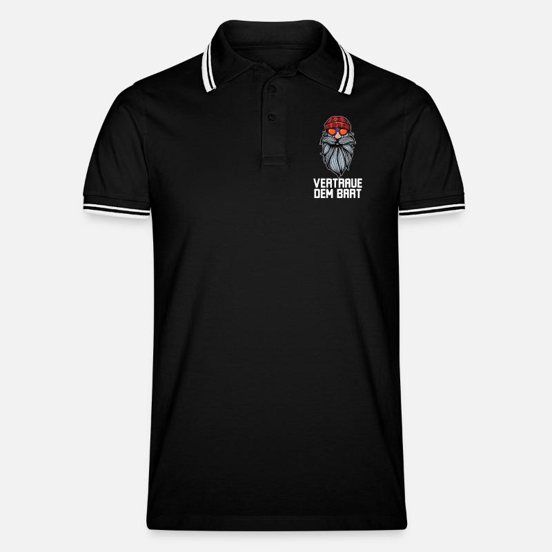 Humorvoll Bart Ziegenbart Statement Bartfrisur - Männer Tipped Poloshirt - Schwarz/Weiß