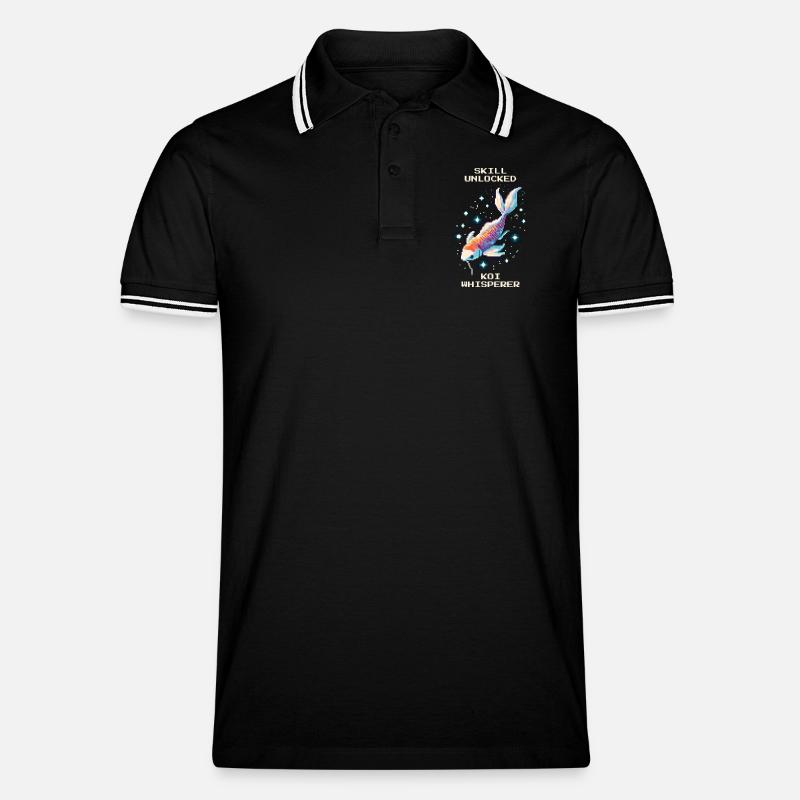 Skill freigeschaltet: Koi-Flüsterer | Koi Teich - Männer Tipped Poloshirt - Schwarz/Weiß