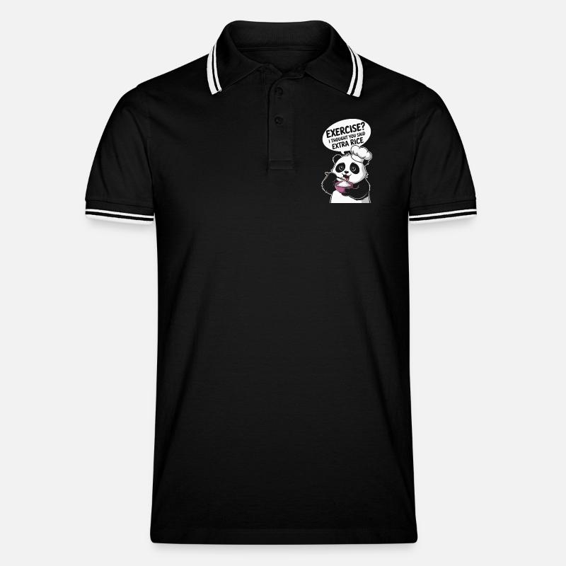 Panda Küchenchef Extra Rice - Männer Tipped Poloshirt - Schwarz/Weiß