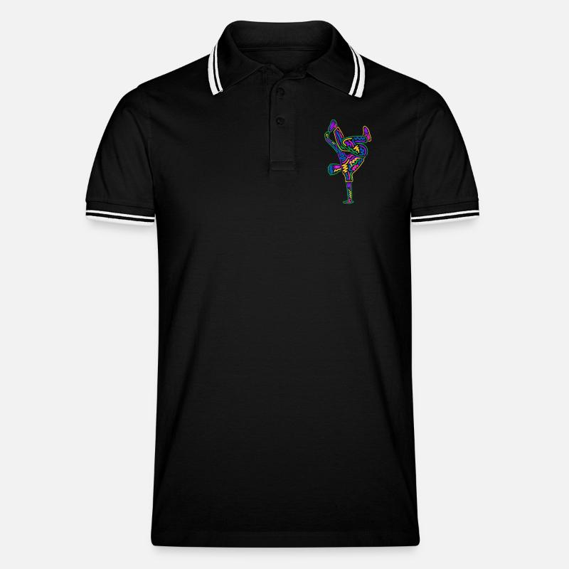 Breakdancing Breakdancer Bunt Jungen Breakdance - Männer Tipped Poloshirt - Schwarz/Weiß