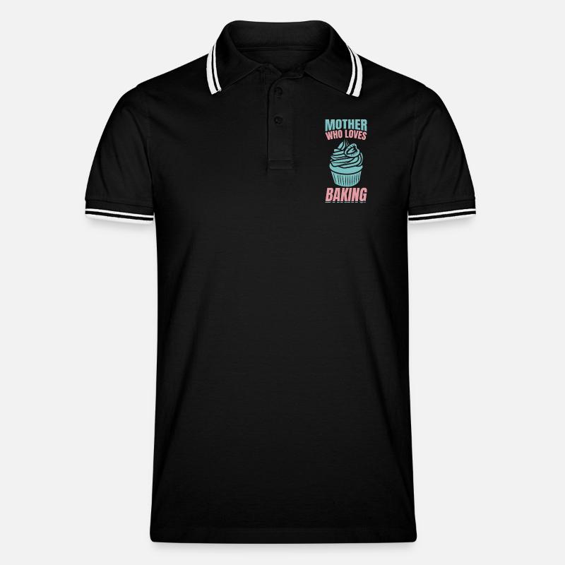 Mutter, die das Backen liebt - Männer Tipped Poloshirt - Schwarz/Weiß