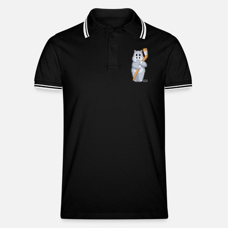 Nilpferd Eishockey Eishockeyschläger - Männer Tipped Poloshirt - Schwarz/Weiß