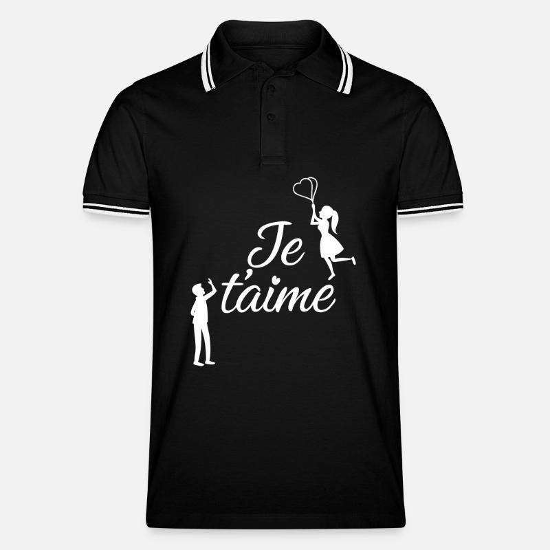 Ich liebe dich - Männer Tipped Poloshirt - Schwarz/Weiß