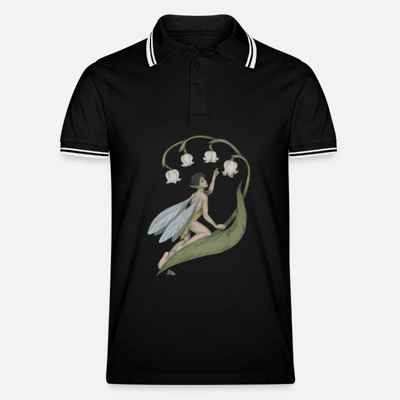 Pixie mit Maiglöckchen - Männer Tipped Poloshirt - Schwarz/Weiß