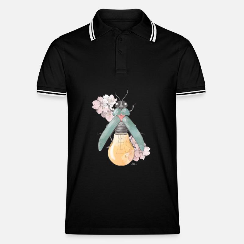 Birne | Blüte | Käferchen - Männer Tipped Poloshirt - Schwarz/Weiß