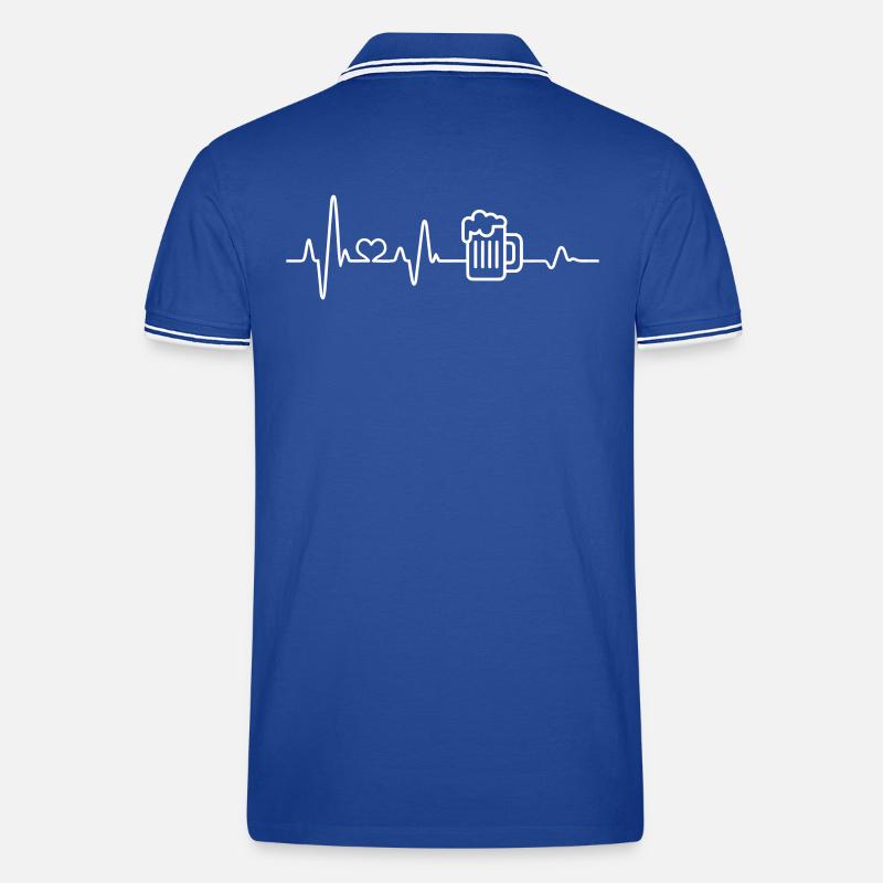 Bier Herzschlag Bierkrug Biertrinker Biergarten - Männer Tipped Poloshirt - Royal/Weiß