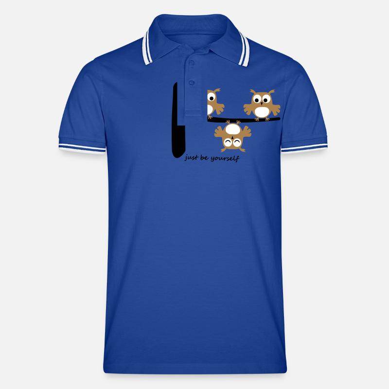 lustige Eulen funny Owls Comic Baum be yourself Männer Tipped Poloshirt