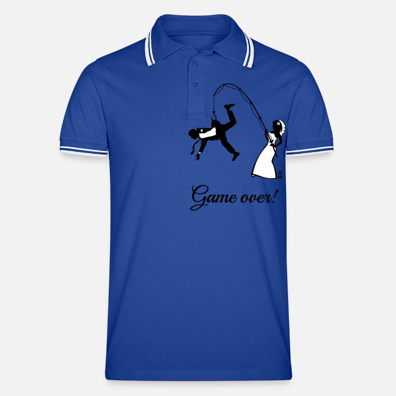 Game Over (Bride Fishing Husband) Men's Tipped Polo Shirt