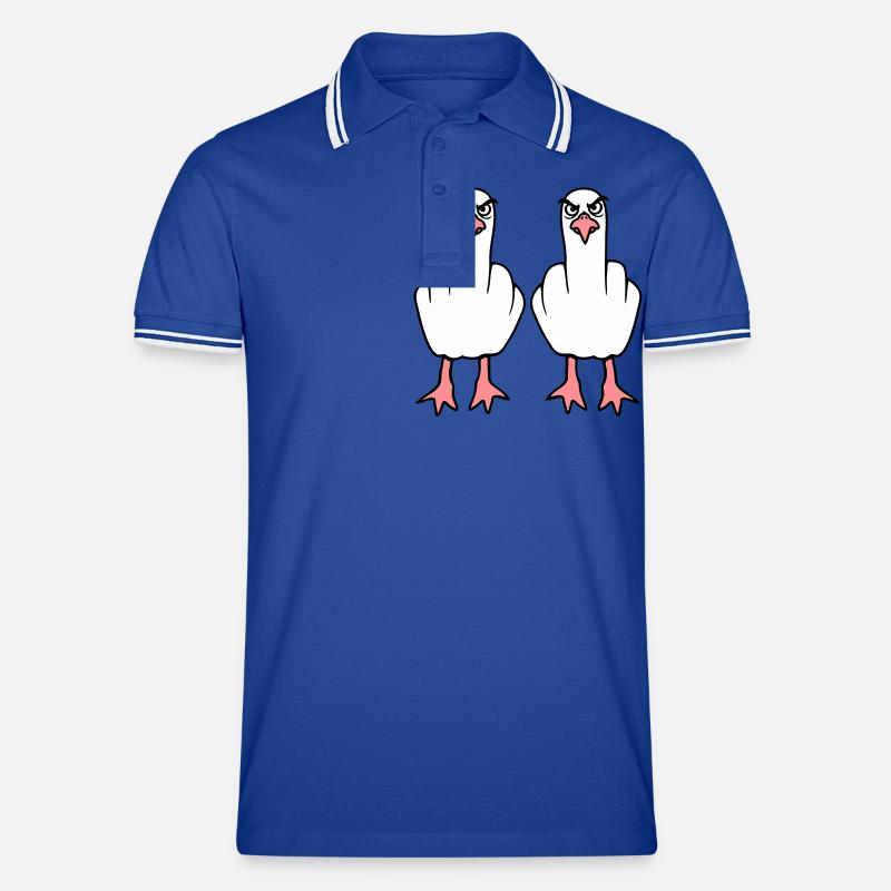 2 Seagulls Doigt d’honneur Insulte Stinkfinger Équipe Polo tipped Homme