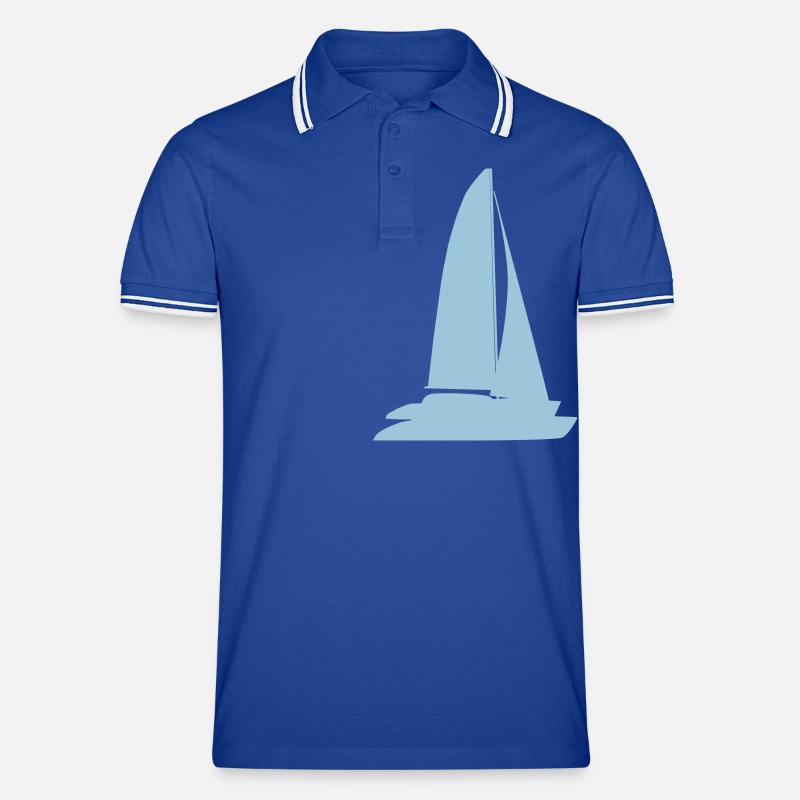 blaues Boot Männer Tipped Poloshirt
