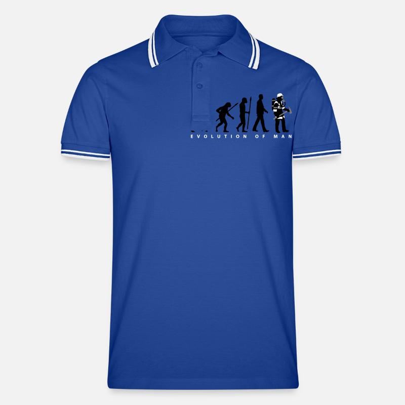 evolution_feuerwehrmann_012015_b_3c - Männer Tipped Poloshirt - Royal/Weiß