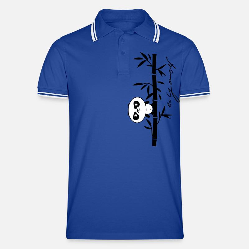Sei du selbst- Panda - Männer Tipped Poloshirt - Royal/Weiß