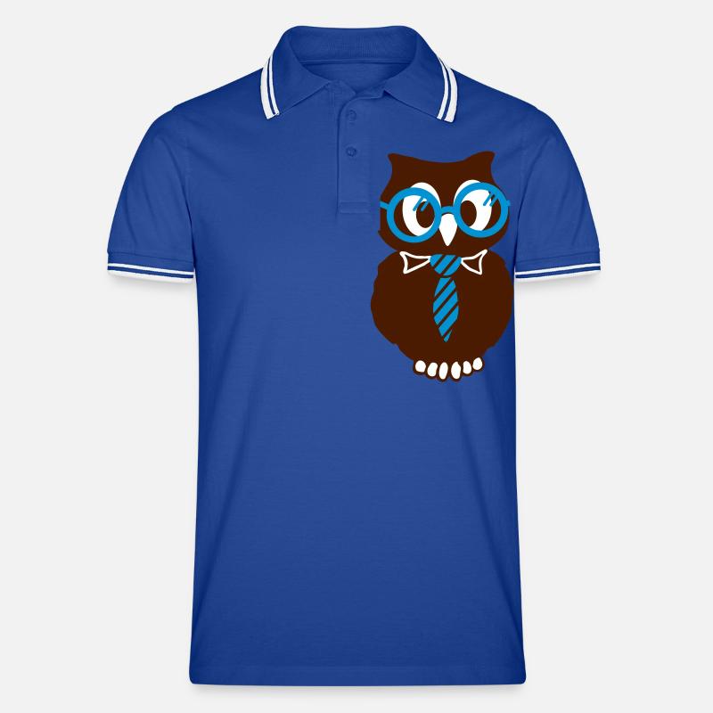 Eule mit Brille - Männer Tipped Poloshirt - Royal/Weiß