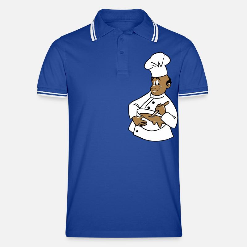 cuisinier chapeau de chef remuer - Polo tipped Homme - bleu/blanc