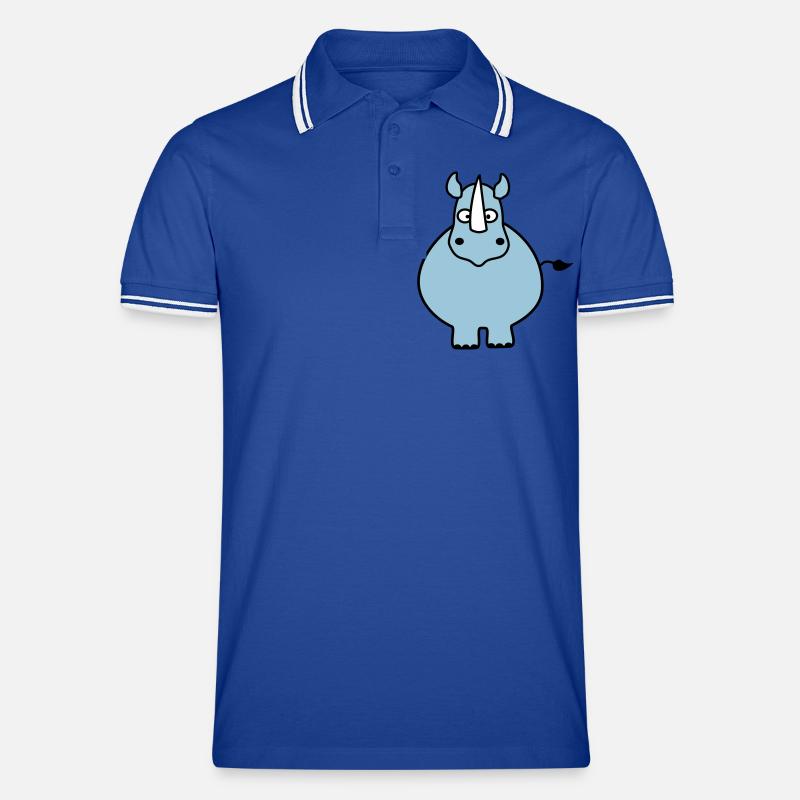 Nashorn - Männer Tipped Poloshirt - Royal/Weiß