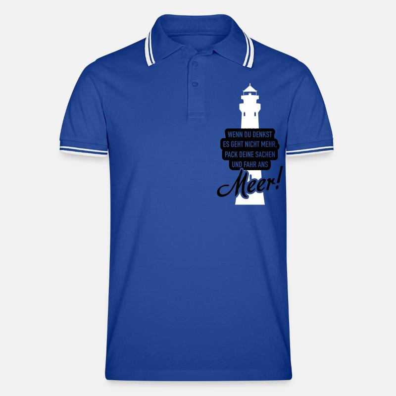 Fahr ans Meer2c - Männer Tipped Poloshirt - Royal/Weiß