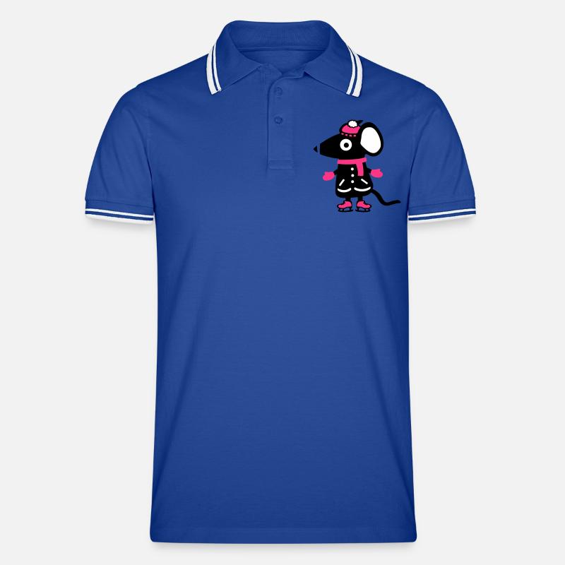 Maus Eiskunstlauf - Schlittschuh - Männer Tipped Poloshirt - Royal/Weiß