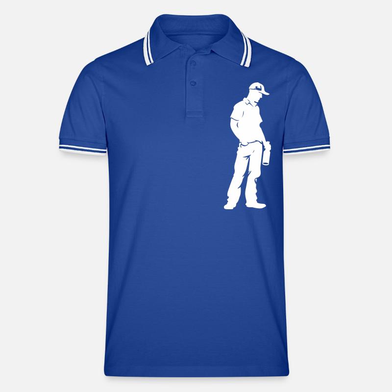 Drinking Mann Flasche - Männer Tipped Poloshirt - Royal/Weiß