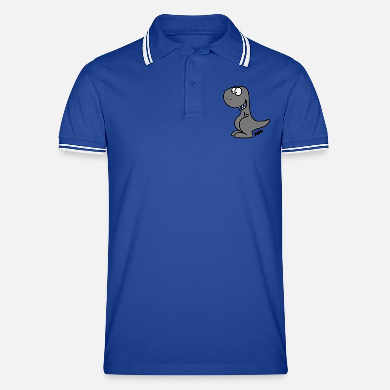 Dino (c) - Männer Tipped Poloshirt - Royal/Weiß