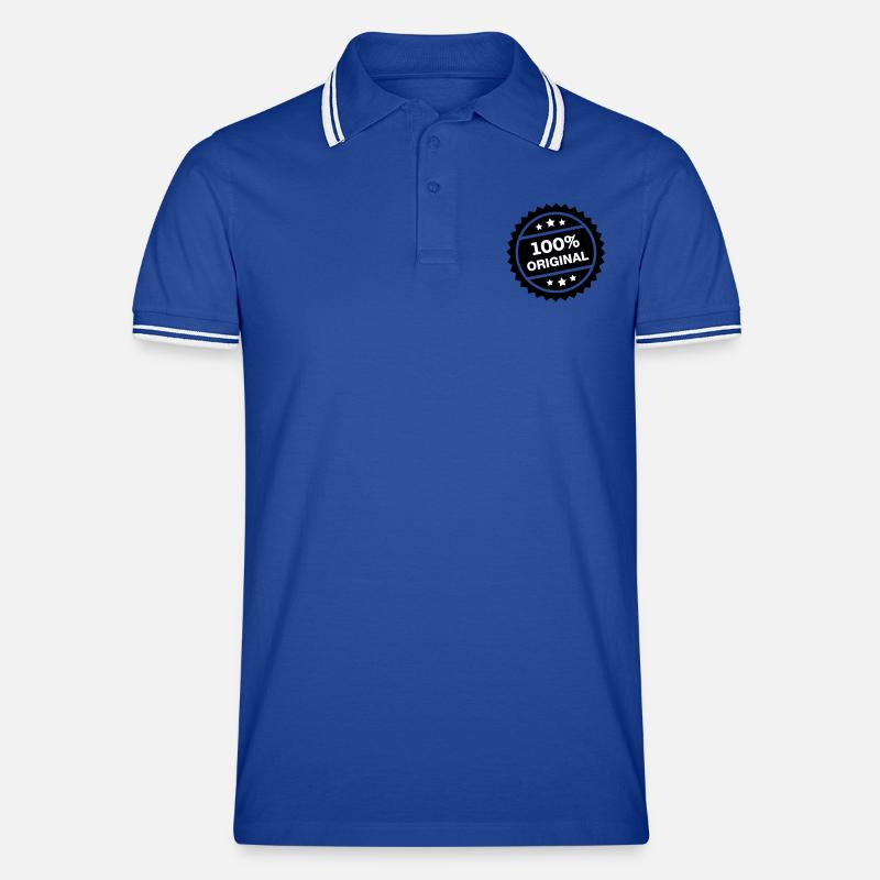 Original 100% logo - Männer Tipped Poloshirt - Royal/Weiß