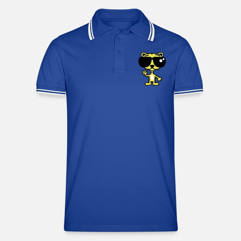 Cooler Lustiger Tiger - Männer Tipped Poloshirt - Royal/Weiß