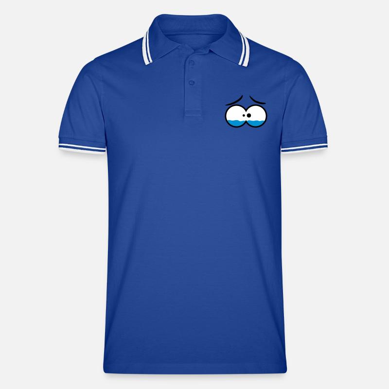 Sad Crying Comic Eyes - Männer Tipped Poloshirt - Royal/Weiß