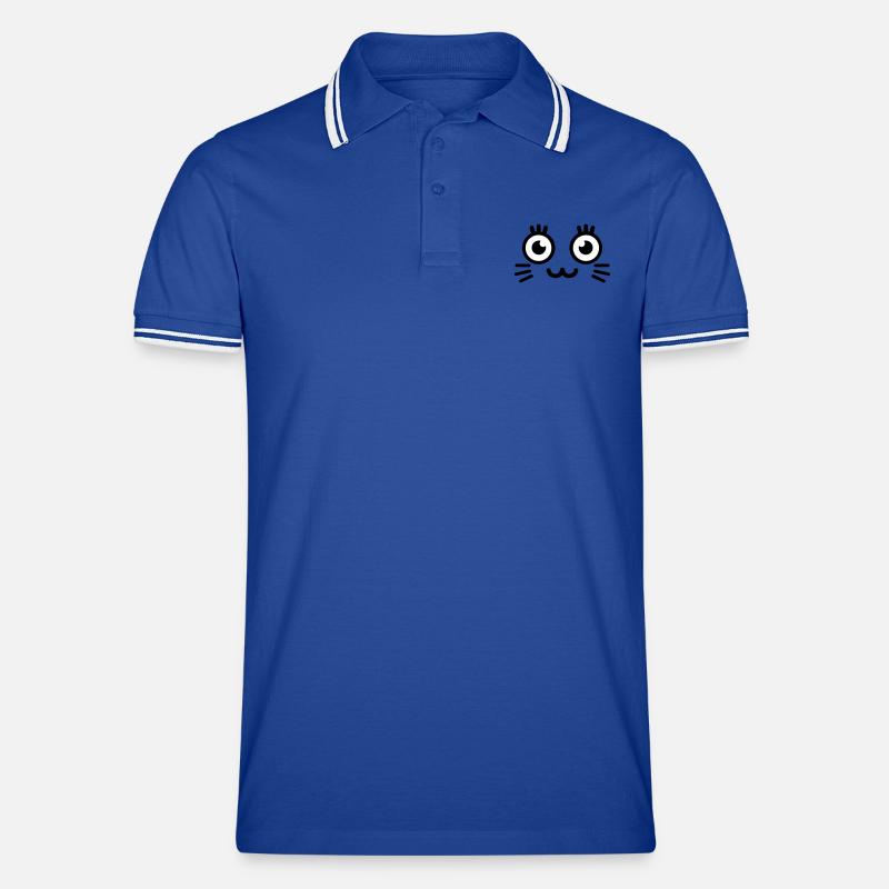 cute kitty face Men's Tipped Polo Shirt