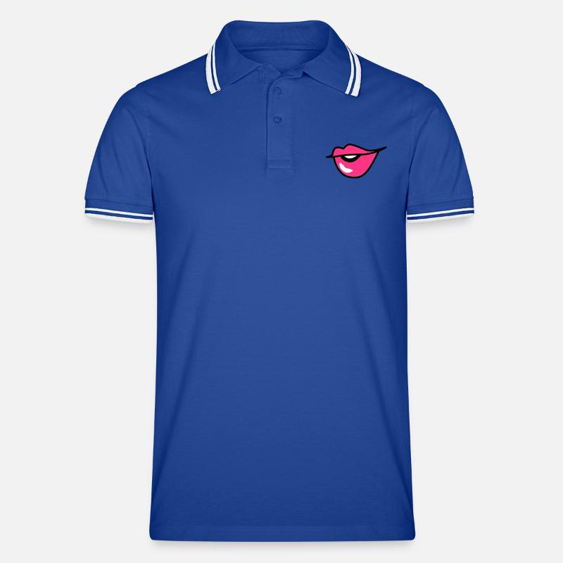 cute kissy pouting lips with a smile Men's Tipped Polo Shirt