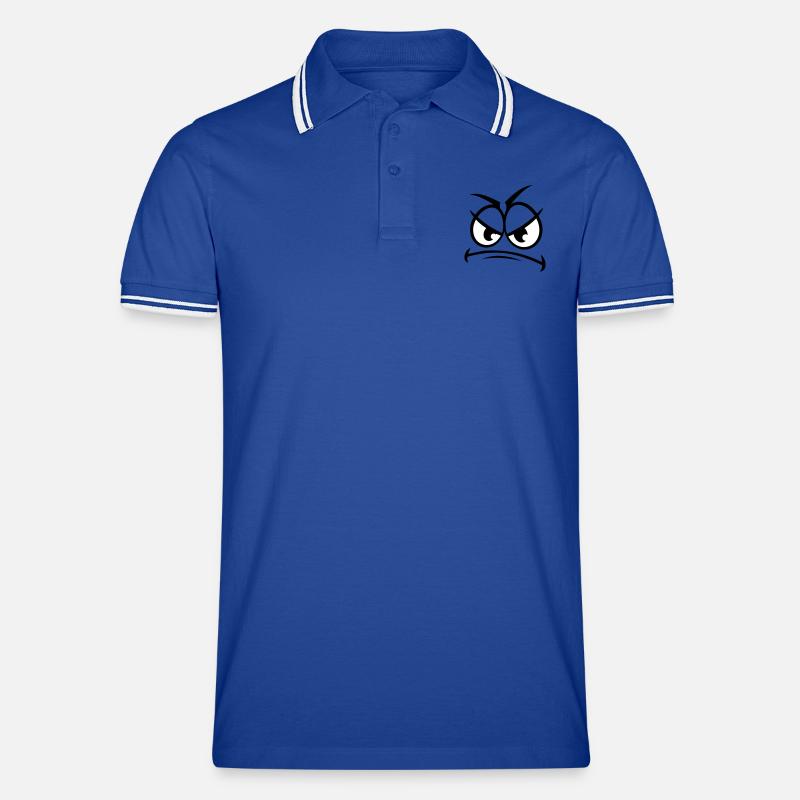 Böses Gemeines Wütendes Comic Gesicht Männer Tipped Poloshirt