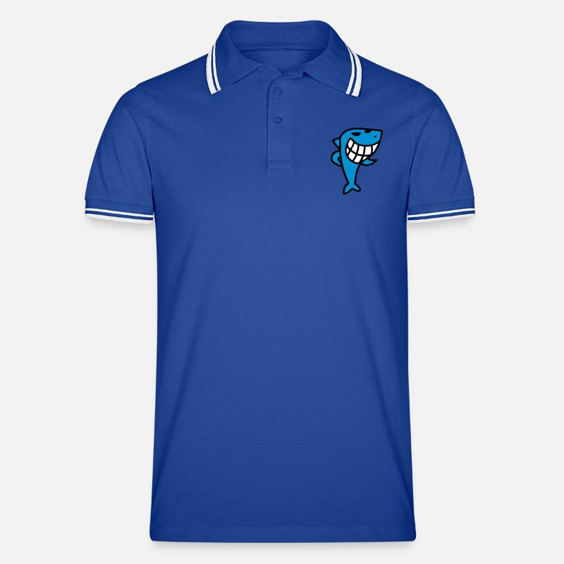 Grinsender Hai - Männer Tipped Poloshirt - Royal/Weiß