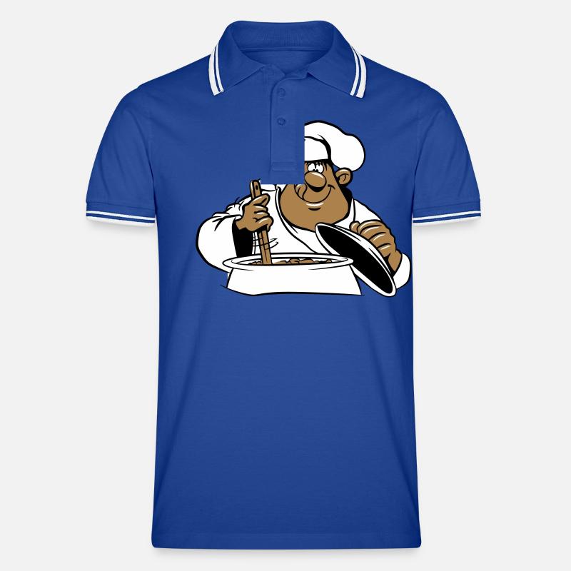 kochen koch comic witzig - Männer Tipped Poloshirt - Royal/Weiß