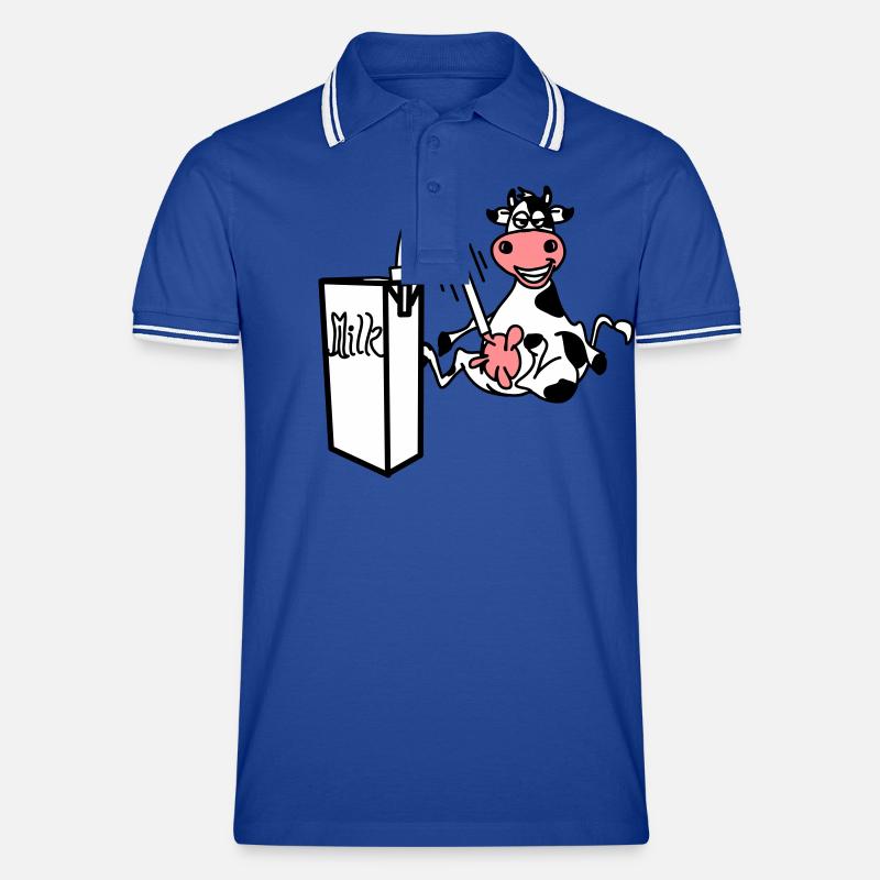 milkcow - Männer Tipped Poloshirt - Royal/Weiß