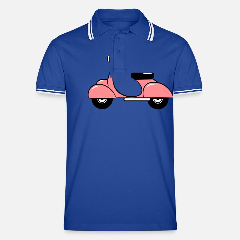 motorroller - Männer Tipped Poloshirt - Royal/Weiß