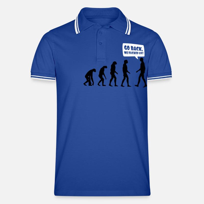 Evolution fucked up - Evolution verkackt - Männer Tipped Poloshirt - Royal/Weiß