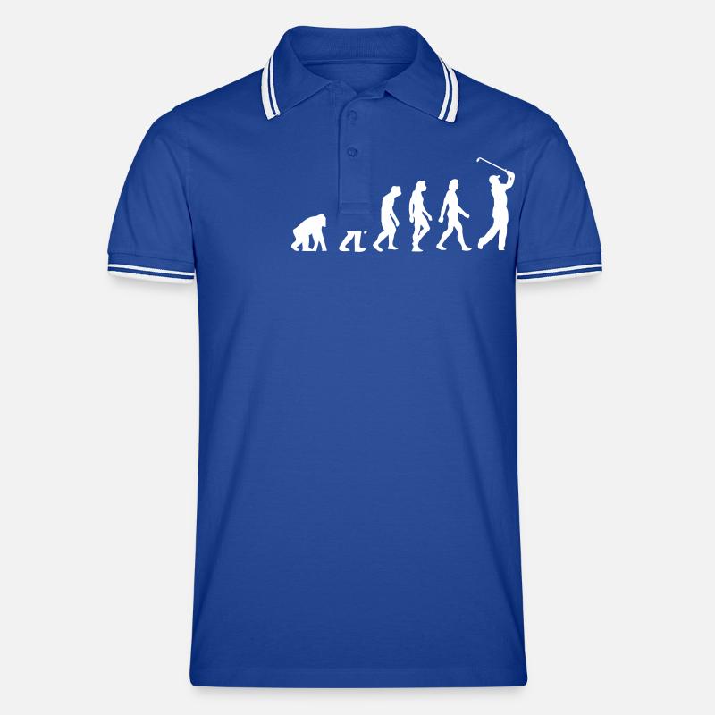 Die Evolution des Golfs - Männer Tipped Poloshirt - Royal/Weiß