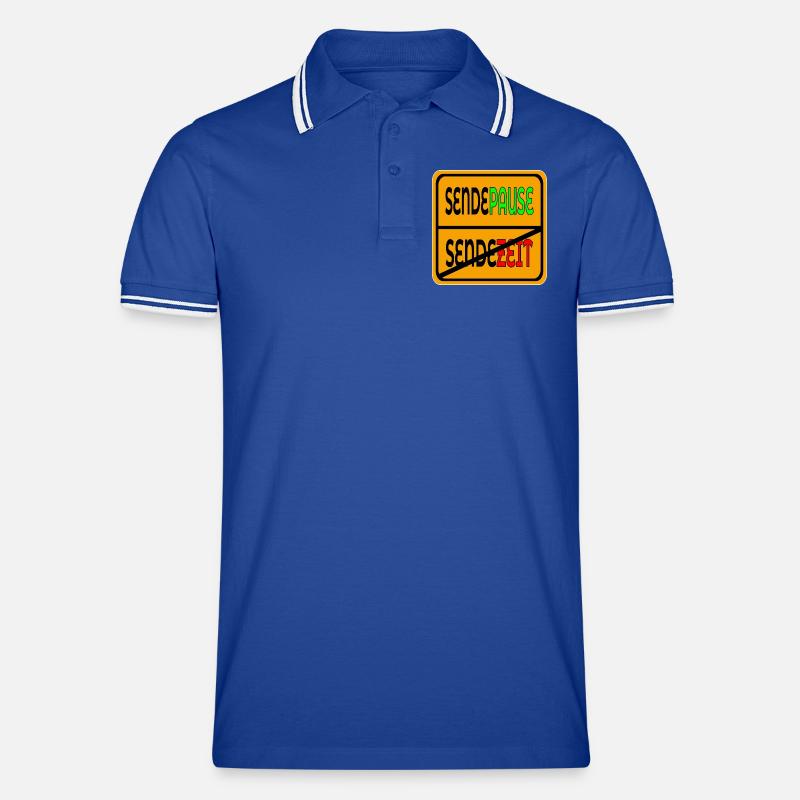 SENDEZEIT SENDEPAUSE - Männer Tipped Poloshirt - Royal/Weiß