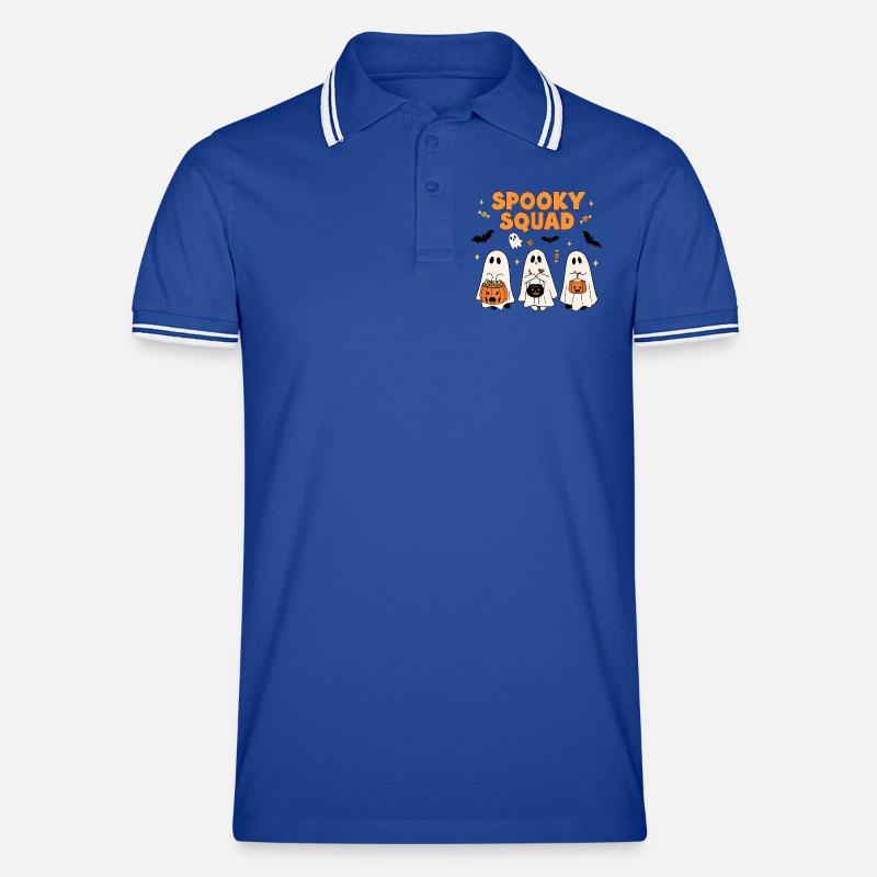 Spooky Squad Halloween Design - Männer Tipped Poloshirt - Royal/Weiß