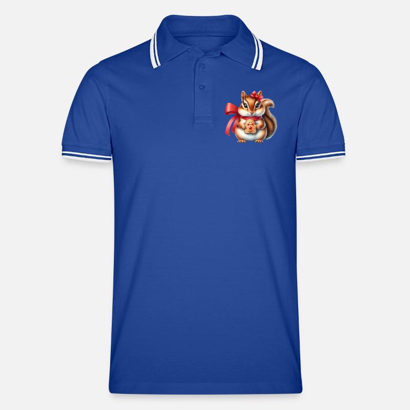 Ingwer-Eichhörnchen mit Keks - Männer Tipped Poloshirt - Royal/Weiß
