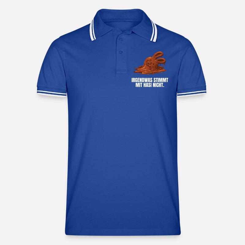 Something's wrong with bunny Easter - Men's Tipped Polo Shirt - royal/white