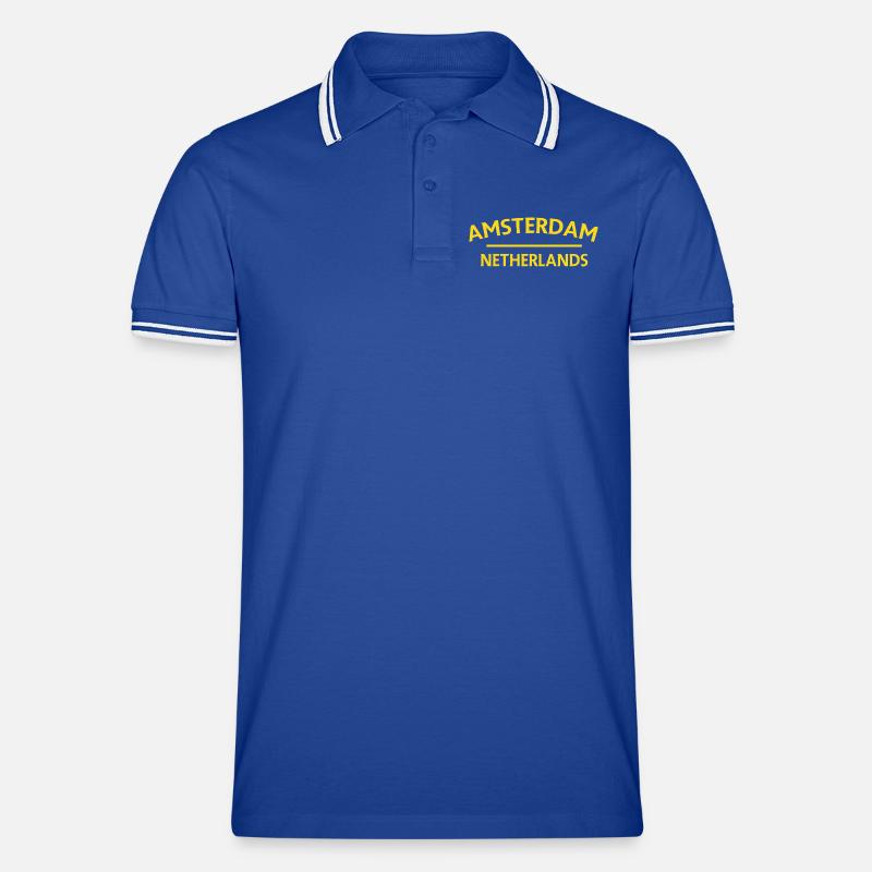 Amsterdam – Netherlands Textdesign Men's Tipped Polo Shirt