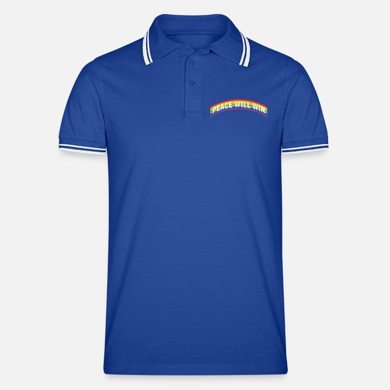 Rainbow Regenbogen Peace will win - Männer Tipped Poloshirt - Royal/Weiß