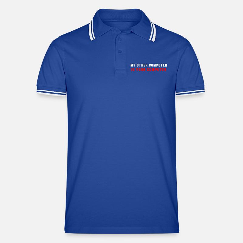 Mein anderer Computer ist dein Computer - Männer Tipped Poloshirt - Royal/Weiß