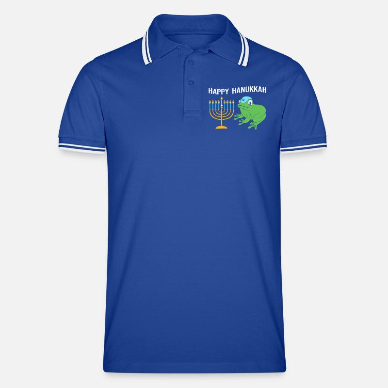 Hanoukka Hanoukka Hanoukka Grenouille - Polo tipped Homme - bleu/blanc