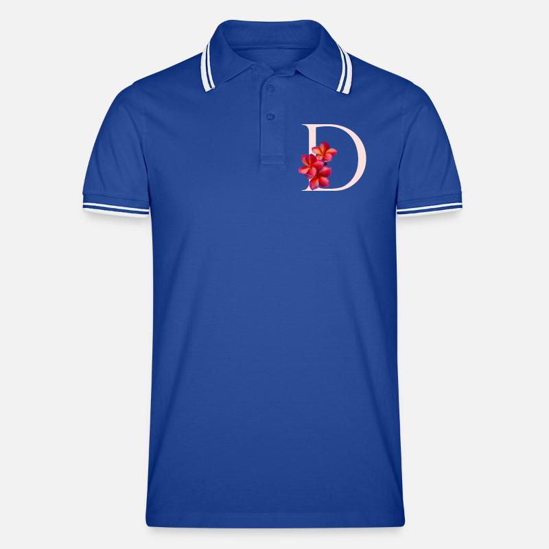 D Monogramm mit Frangipani - Männer Tipped Poloshirt - Royal/Weiß