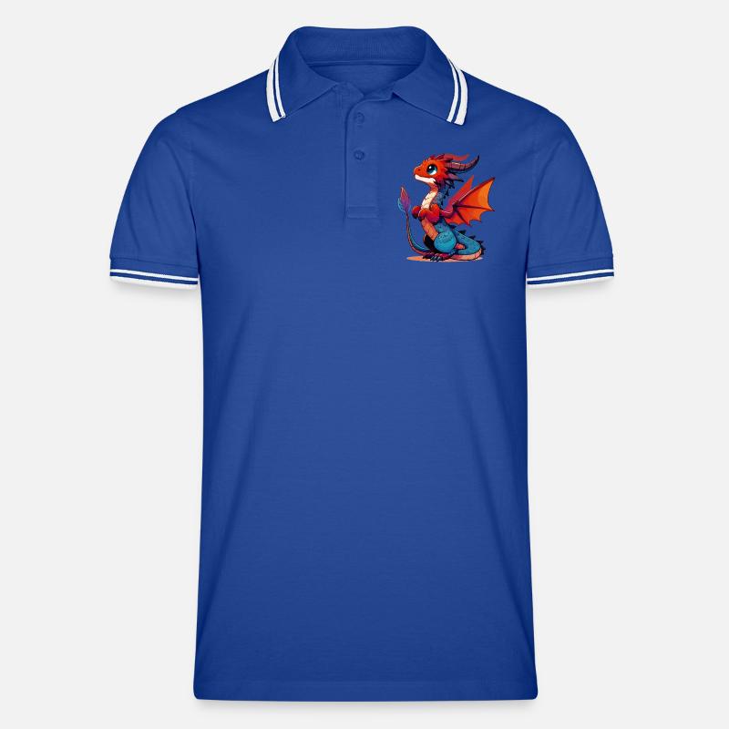 Drache - Männer Tipped Poloshirt - Royal/Weiß