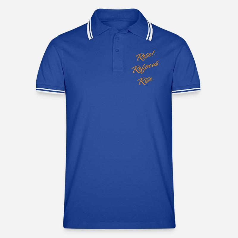 Reset. Refocus. Rise. – Motivation Statement - Männer Tipped Poloshirt - Royal/Weiß