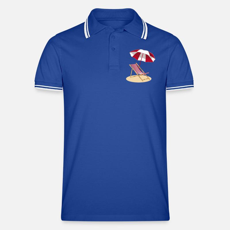 Sdraio sulla spiaggia e ombrellone - Polo per uomo - blu/bianco
