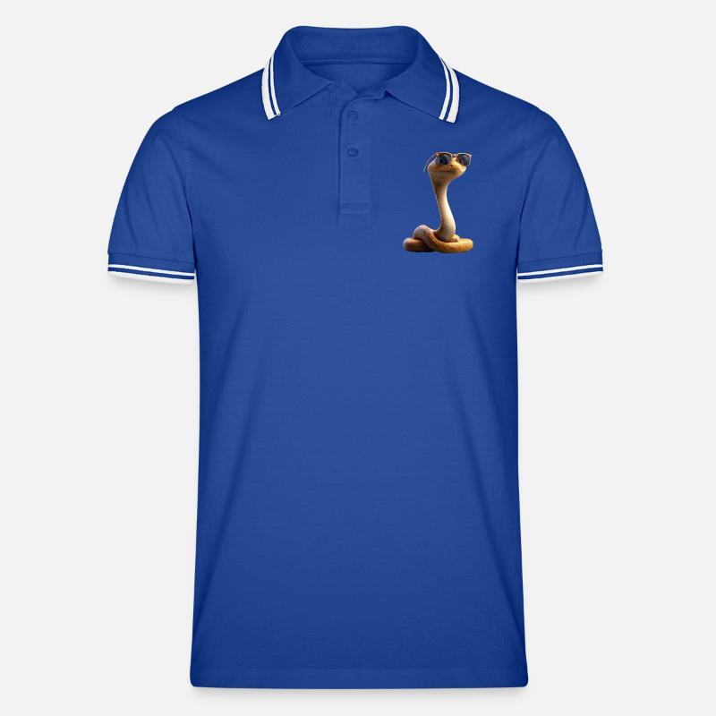 Schlange Python Kobra Klapperschlange Schlangen - Männer Tipped Poloshirt - Royal/Weiß
