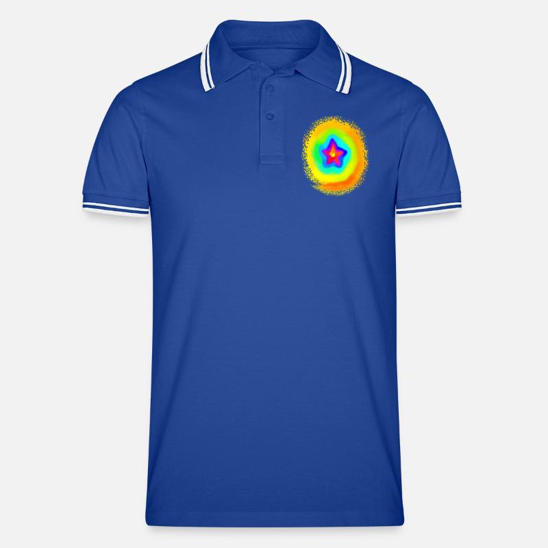 Regenbogenfarben bunter Farbverlauf Stern Männer Tipped Poloshirt