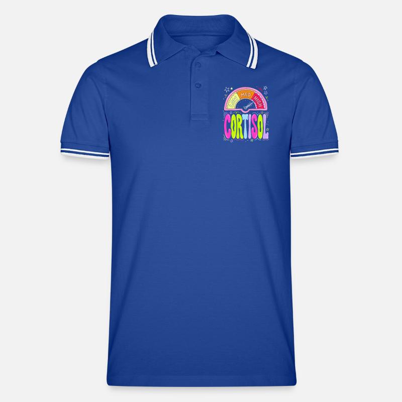 Cortisol Pegel Dashboard - Männer Tipped Poloshirt - Royal/Weiß